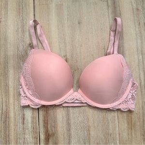Victoria’s Secret DREAM ANGELS Floral Lace Push-Up Bra Light Pink 32C